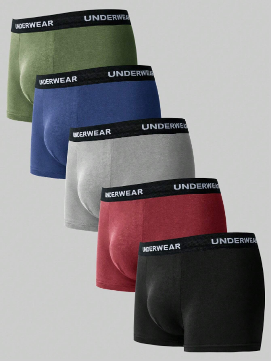 Men's Solid Color Boxer Briefs (5pcs/pack)