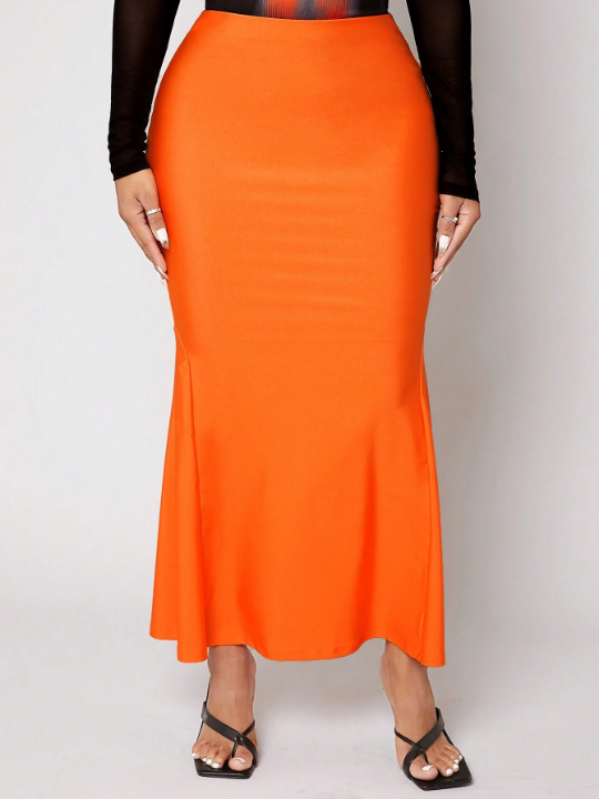 SXY Orange Women's Midi Skirt