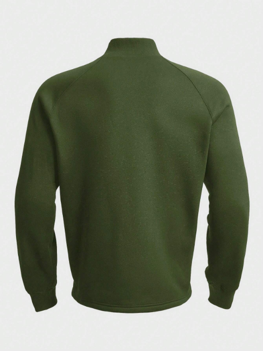 Manfinity Homme Men's Solid Color Half Zipper Sweater With Raglan Sleeve