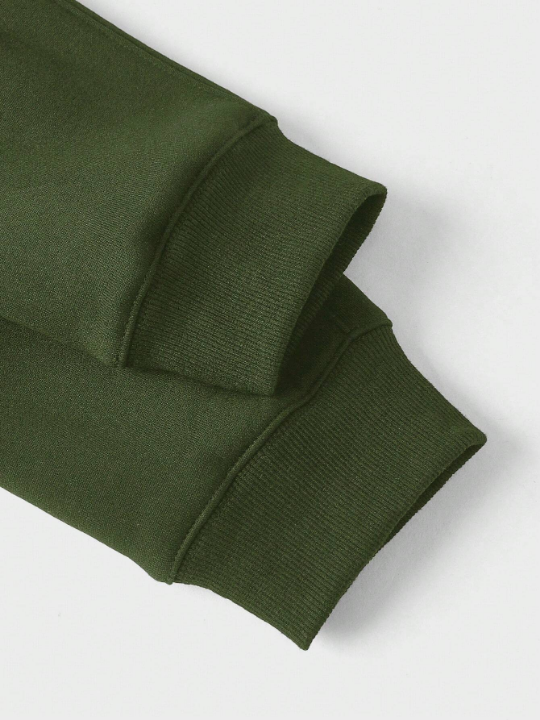 Manfinity Homme Men's Solid Color Half Zipper Sweater With Raglan Sleeve