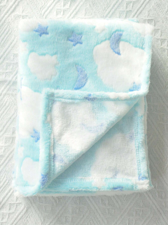 1pc Cute Comfortable Soft Warm Baby Blanket, Unisex, Fleece Lined, Suitable For Newborn Swaddling, Infant Bedding, Stroller Use, After-bath Wrap