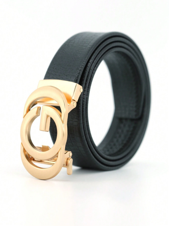 1pc Men's Automatic Buckle G Style Belt, Fashionable Casual Belt, Suitable For Different Outfits, Minimalist Style Business Belt Highlighting Personal Charm