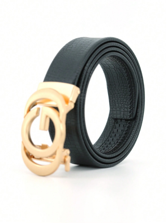 1pc Men's Automatic Buckle G Style Belt, Fashionable Casual Belt, Suitable For Different Outfits, Minimalist Style Business Belt Highlighting Personal Charm