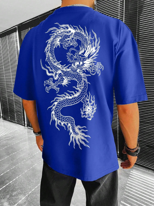 Manfinity EMRG Men's Chinese Dragon Print Short Sleeve T-Shirt