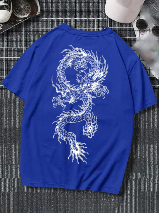 Manfinity EMRG Men's Chinese Dragon Print Short Sleeve T-Shirt