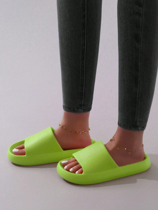 Fashionable And Minimalist Candy-Colored Anti-Slip Thick Sole Bathroom Slippers, Suitable For All Seasons