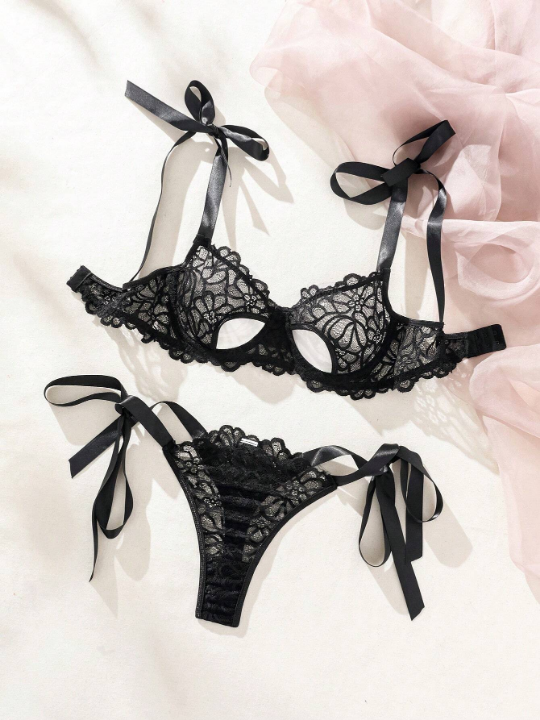 Women's Sexy Lace Tie Knot Hollow Out Lingerie