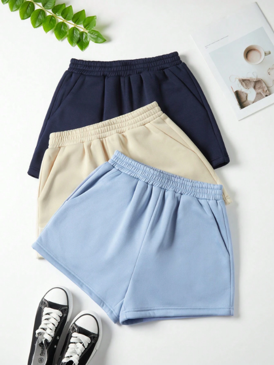 3pcs/Set Casual Loose Fit Shorts