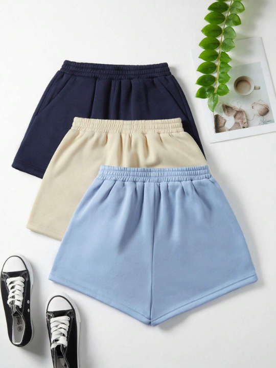 3pcs/Set Casual Loose Fit Shorts