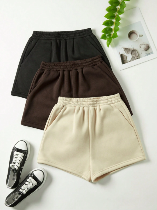 3pcs/Set Casual Loose Fit Shorts