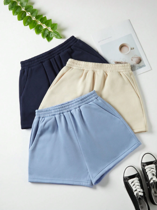 3pcs/Set Casual Loose Fit Shorts