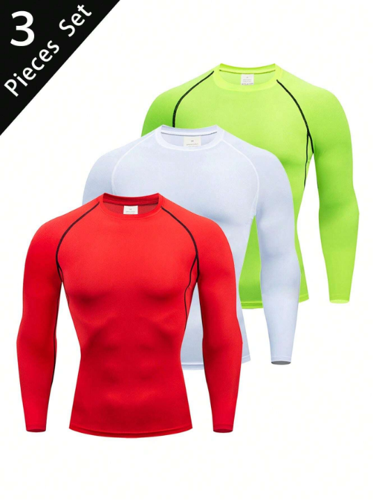 Men's Spring And Autumn Fitness Tight Quick-Drying Breathable Long Sleeve Sports T-Shirt Gym Clothes Men Basic T Shirt