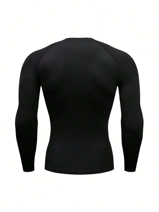 3pcs/Set Men's Sports Fitness Long Sleeve Quick Dry Breathable T-Shirt, Round Neck Basic Running Outdoor Workout Top Basic T-Shirt