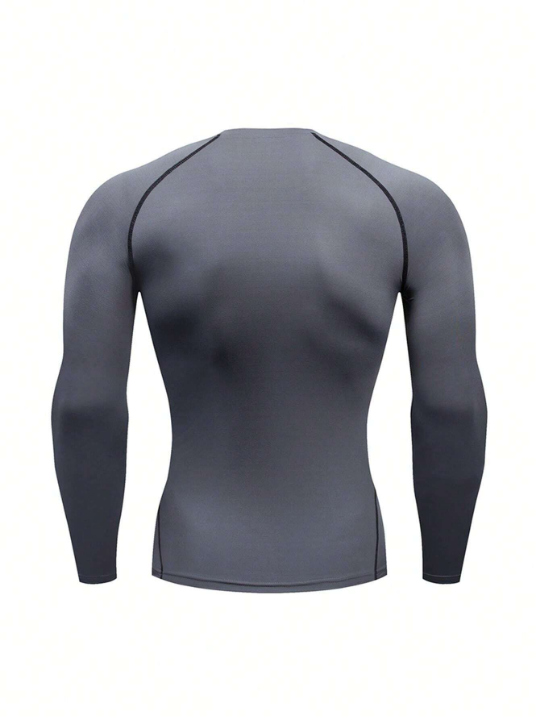 3pcs/Set Men's Spring/Autumn Fitness Compression Quick-Drying Breathable Long Sleeve Round Neck Sports T-Shirt Gym Clothes Men Basic T-Shirt