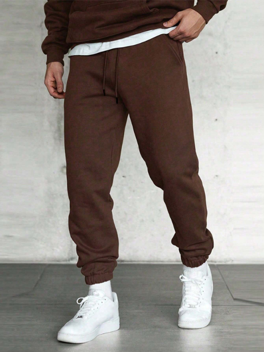 Men Solid Drawstring Waist Sweatpants