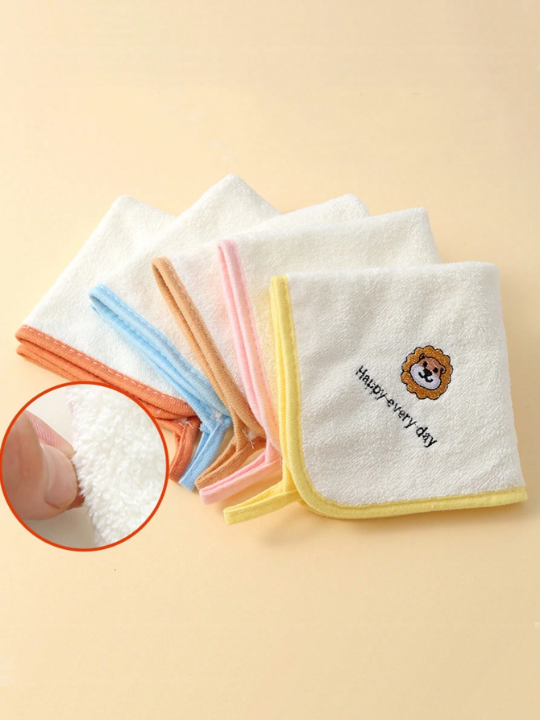 5pcs/Pack Baby Towel Set, Super Soft And Absorbent Towels Suitable For Newborns, Infant Bathing & Face Washing. Reusable Baby Wipe For Facial Cleansing, Bathing, And Dribble Wiping. Made Of Coral Velvet, Truly Soft And Strongly Absorbent For Kids' Skin.