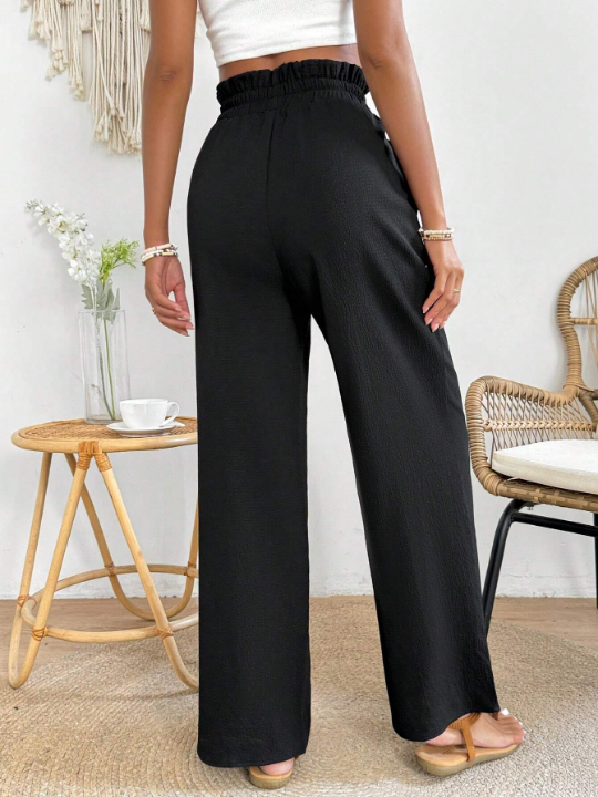 PETITE Women's Paper Bag Waist Straight Trousers