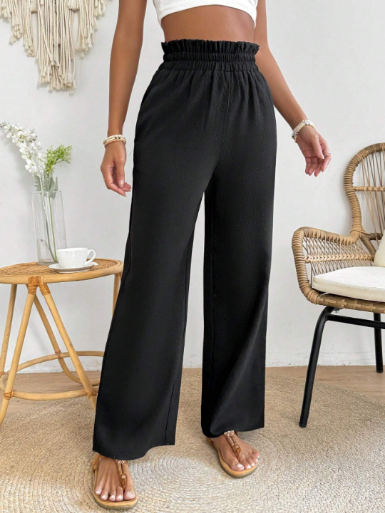 PETITE Women's Paper Bag Waist Straight Trousers