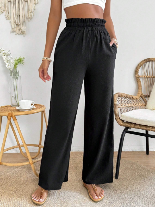 PETITE Women's Paper Bag Waist Straight Trousers