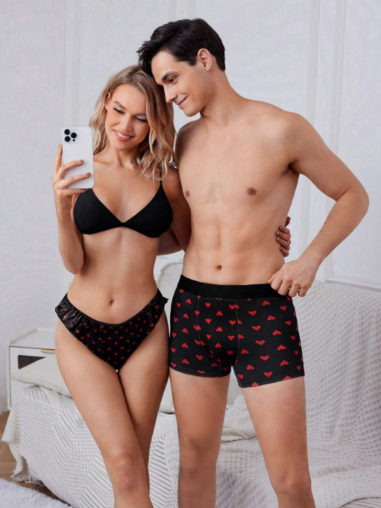 Men's Heart Printed Boxer Briefs