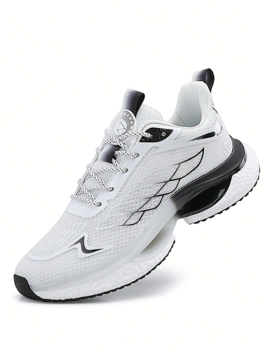 Men's White Sneakers, Breathable Ice Mesh Shock-Absorbing And Wear-Resistant Composite Sole Casual Sneakers, Lightweight, Comfortable And Elastic Running Shoes