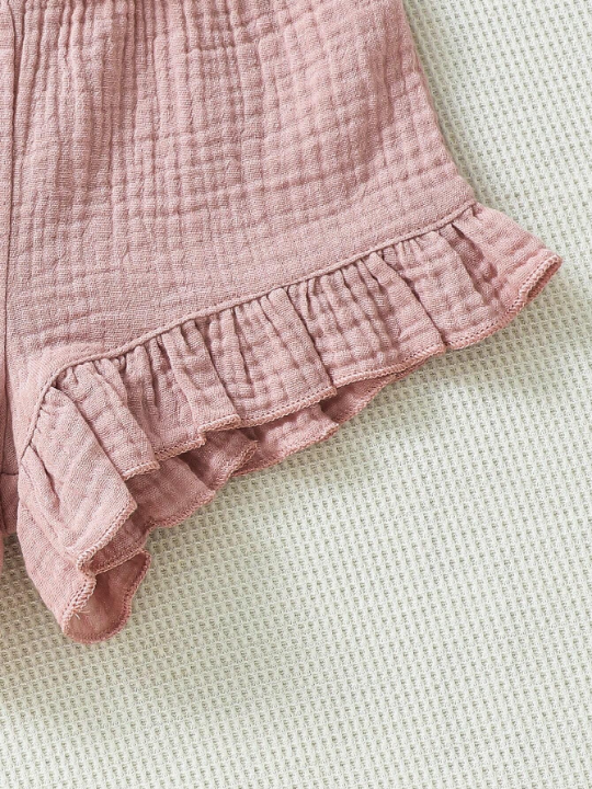 Three-Piece Set Of Ruffled Shorts For Baby Girls