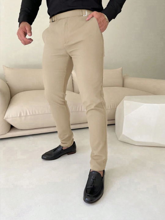 Manfinity Homme Men's Solid Color Slant Pocket Pants