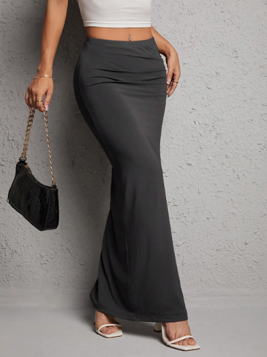 PETITE Women's Long Slit Skirt