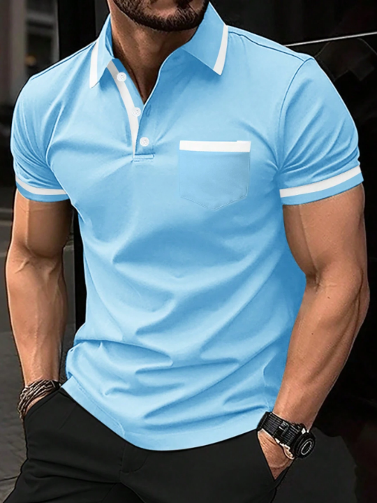 Manfinity Mode Men Contrast Trim Polo Shirt