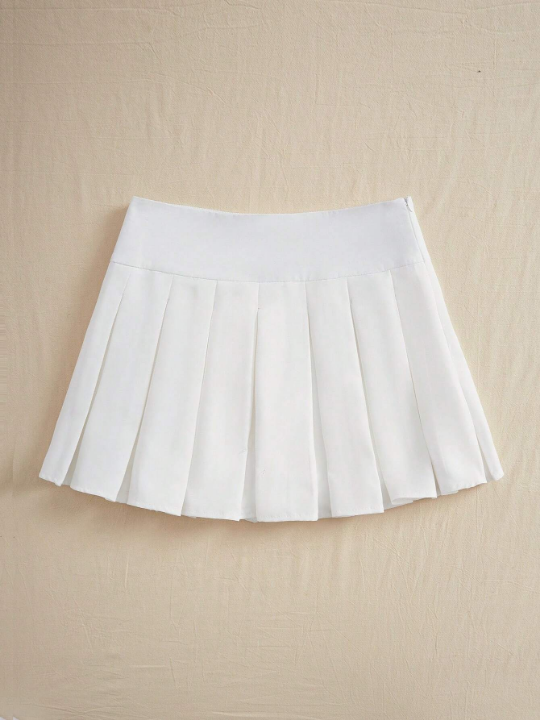 ROMWE J-Fashion Solid Color Pleated Skirt