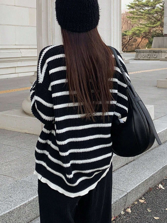 DAZY Striped Drop Shoulder Sweater