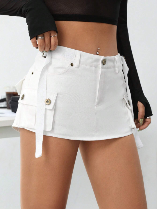 ICON Low-Waist Flap Pocket Side Button Skorts