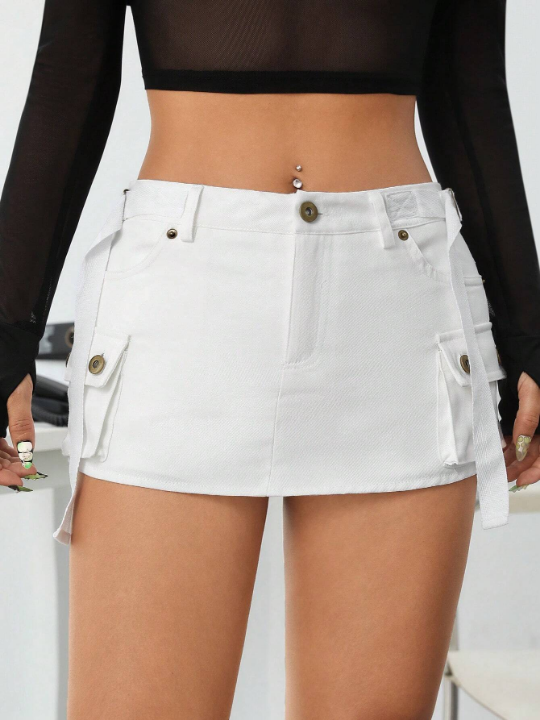 ICON Low-Waist Flap Pocket Side Button Skorts