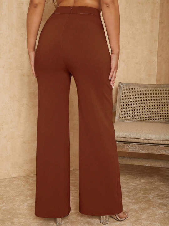 SXY Overlap Waist Seam Front Palazzo Pants