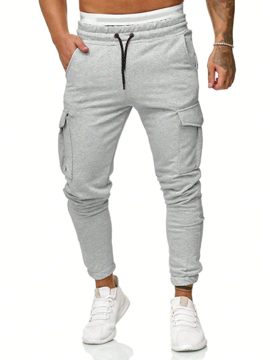 Manfinity Homme Men's Drawstring Waist Cargo Sweatpants