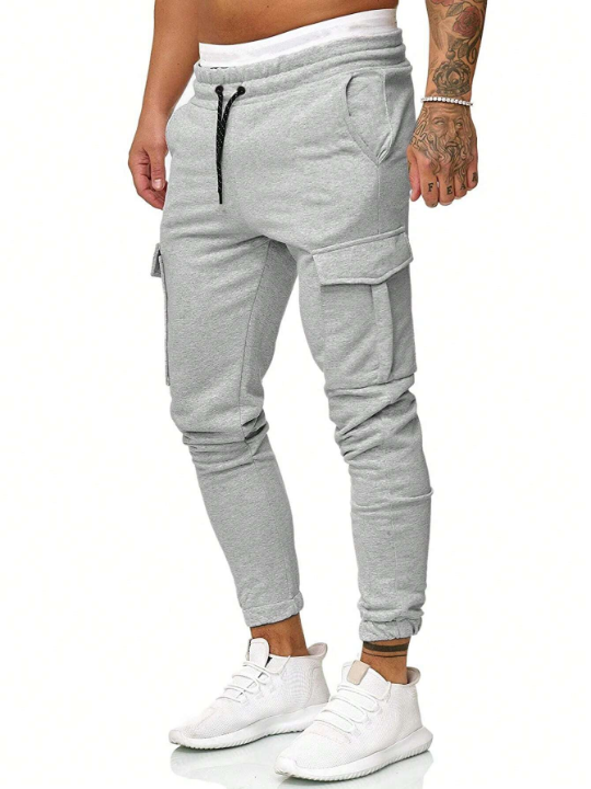 Manfinity Homme Men's Drawstring Waist Cargo Sweatpants