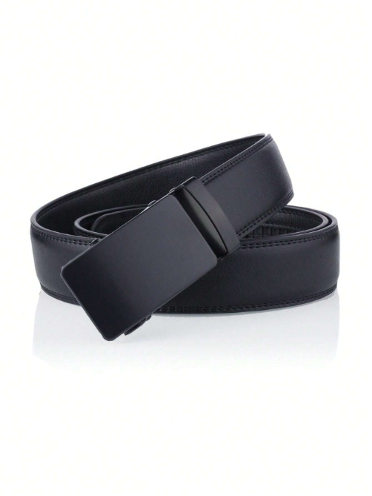 1pc Matte Black Square Automatic Buckle Belt