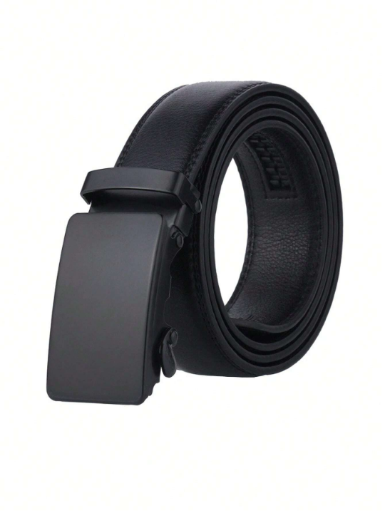 1pc Matte Black Square Automatic Buckle Belt