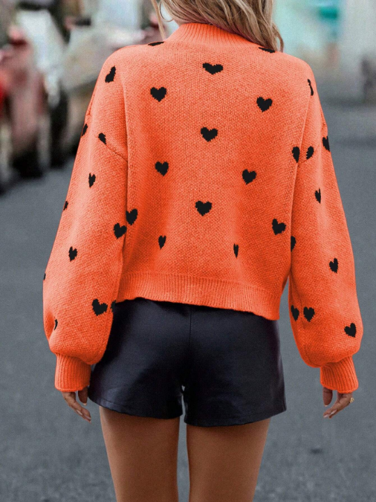 LUNE Heart-Shaped Pattern Drop-Shoulder Sweater