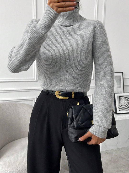 Priv Turtleneck Ribbed Knit Sweater