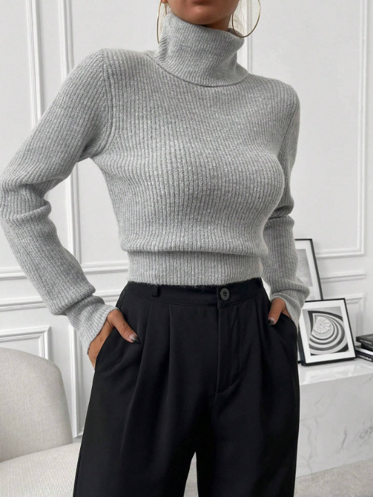 Priv Turtleneck Ribbed Knit Sweater