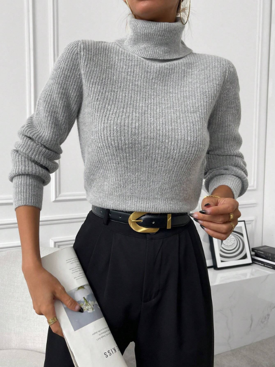 Priv Turtleneck Ribbed Knit Sweater