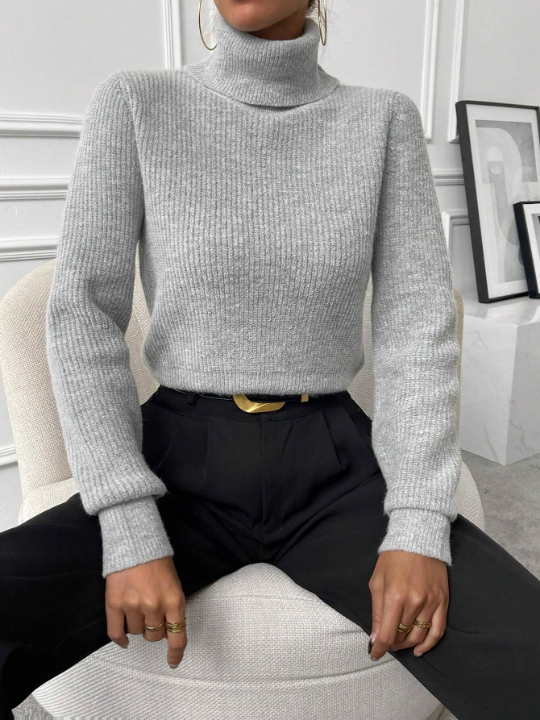 Priv Turtleneck Ribbed Knit Sweater