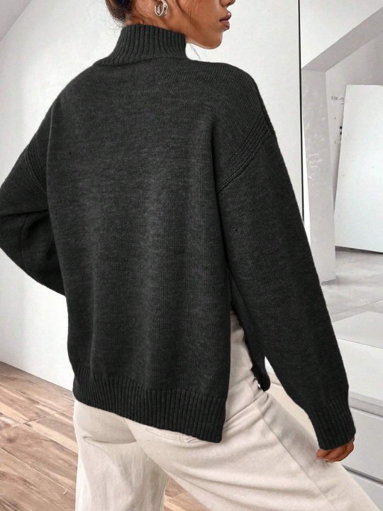 Essnce High Neck Drop Shoulder Sweater