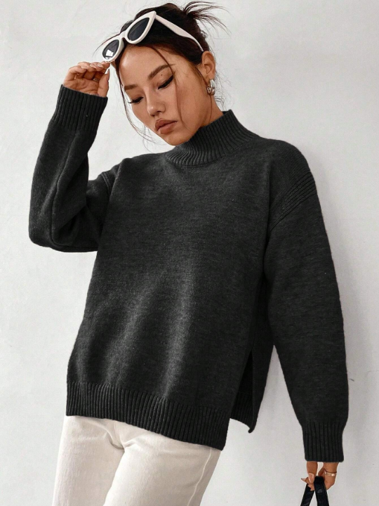 Essnce High Neck Drop Shoulder Sweater