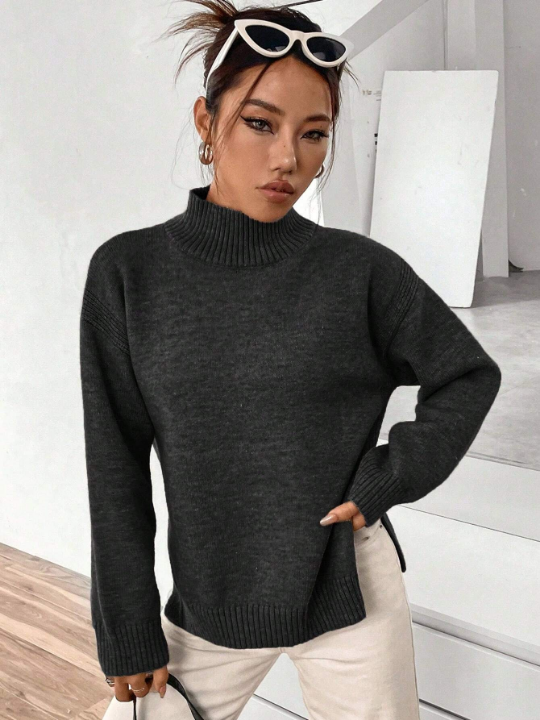 Essnce High Neck Drop Shoulder Sweater