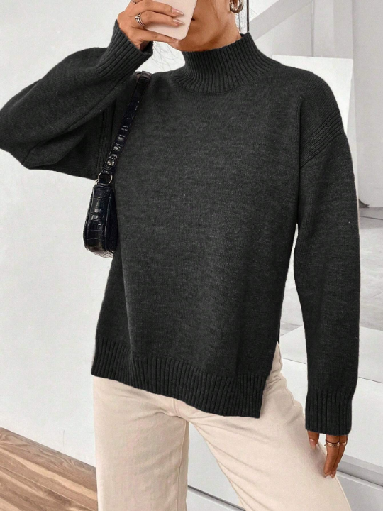 Essnce High Neck Drop Shoulder Sweater