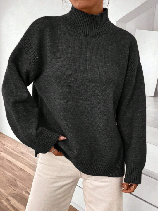 Essnce High Neck Drop Shoulder Sweater