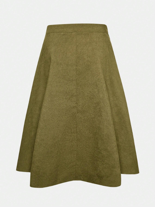 Teenage Girls' Solid Color Front Button Skirt
