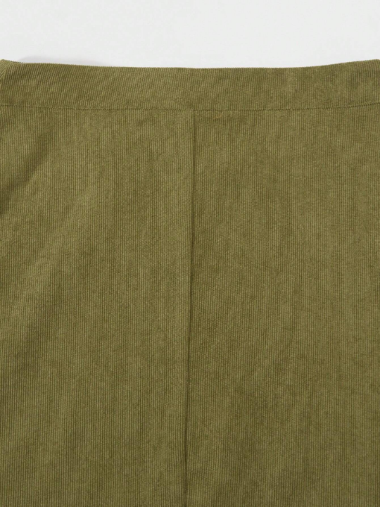 Teenage Girls' Solid Color Front Button Skirt